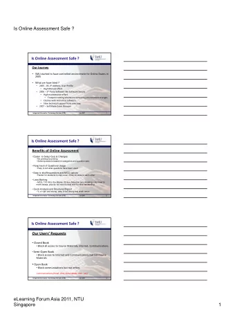 Is Online Assessment Safe ? Is Online Assessment Safe ? Our Journey  SMU started to have