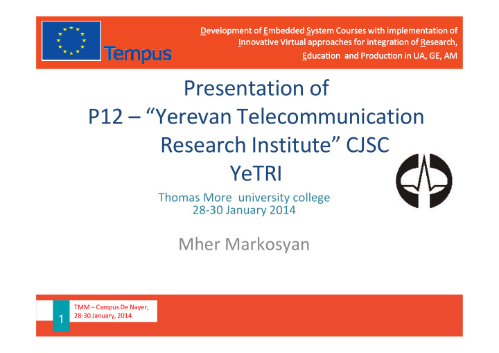 presentation of p12 yerevan telecommunication research