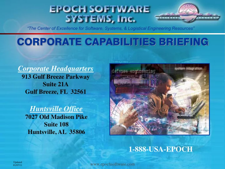 the center of excellence for software systems logistical
