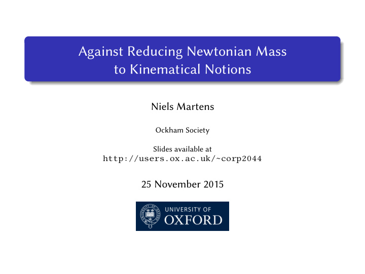against reducing newtonian mass to kinematical notions