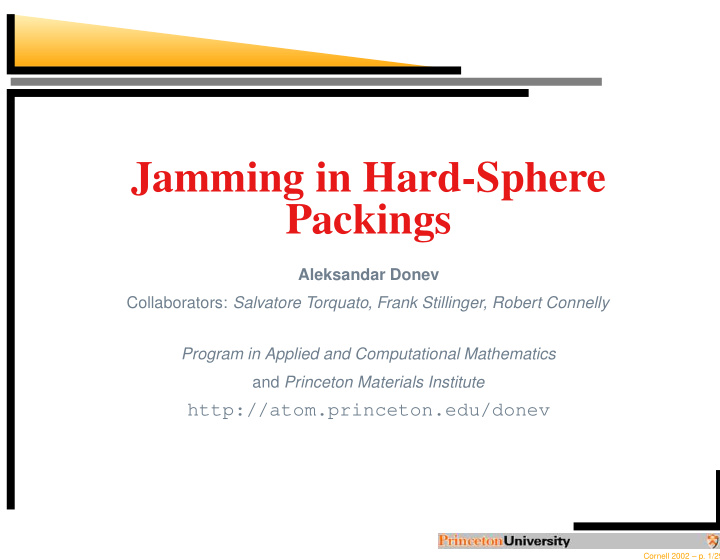 jamming in hard sphere packings