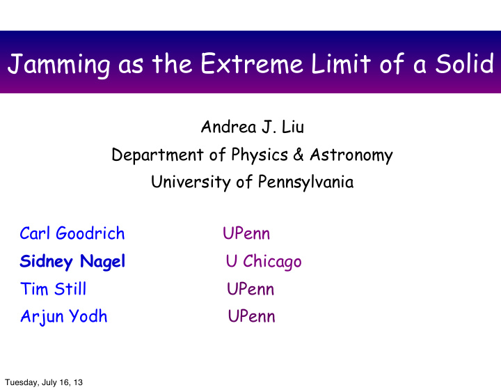 jamming as the extreme limit of a solid