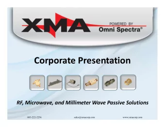Corporate Presentation  RF, Microwave, and Millimeter Wave Passive Solutions  603-222-2256