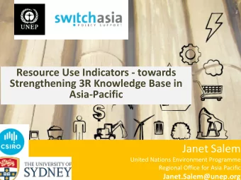 Janet Salem  United Nations Environment Programme  Regional Office for Asia Pacific