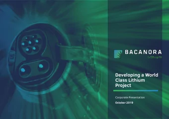 Project  Corporate Presentation  October 2019  DISCLAIMER  IMPORTANT INFORMATION The content of