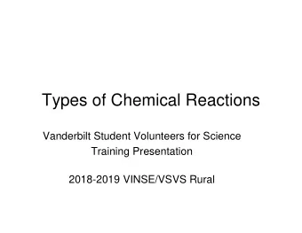 Types of Chemical Reactions  Vanderbilt Student Volunteers for Science  Training Presentation
