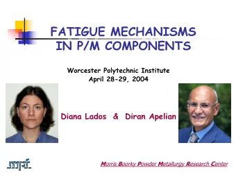 FATIGUE MECHANISMS  IN P/M COMPONENTS  Worcester Polytechnic Institute  April 28-29, 2004  Diana