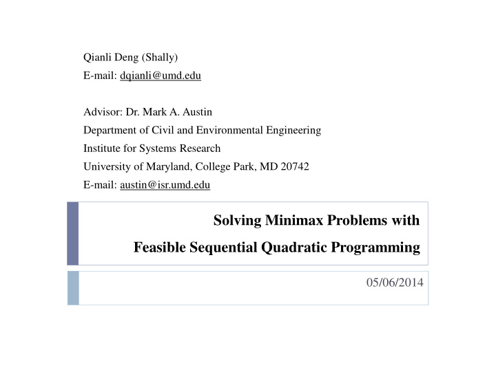 solving minimax problems with feasible sequential