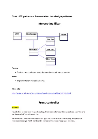 Intercep(ng filter  Purpose  To do pre-processing on requests or post-processing on responses.