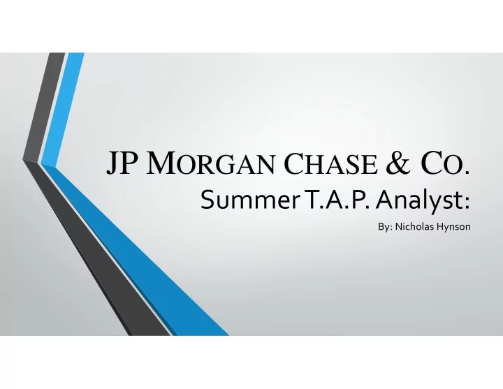 t a p analyst back ground