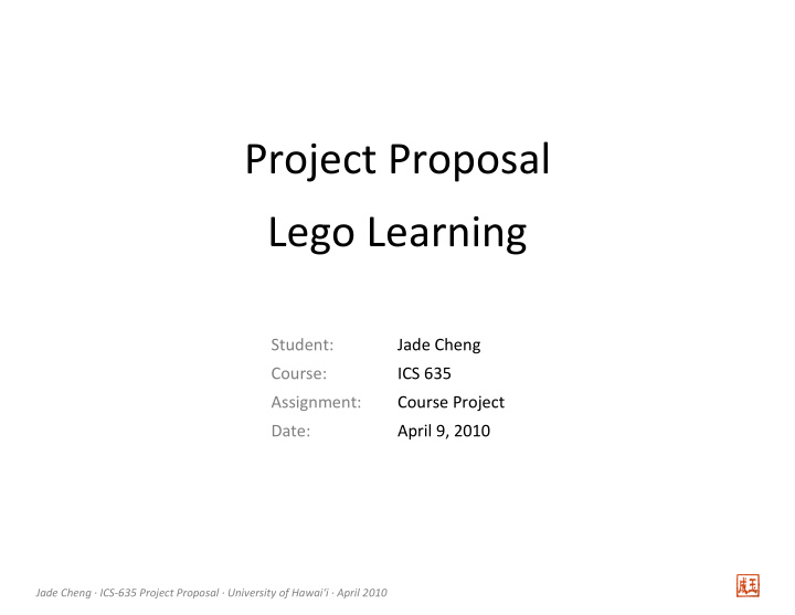 project proposal lego learning