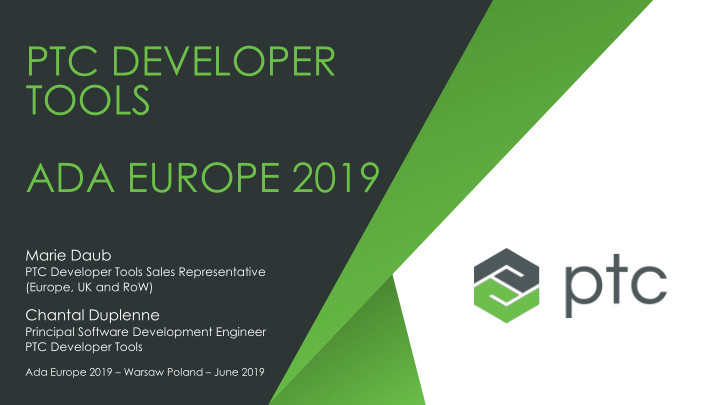 ptc developer tools ada europe 2019
