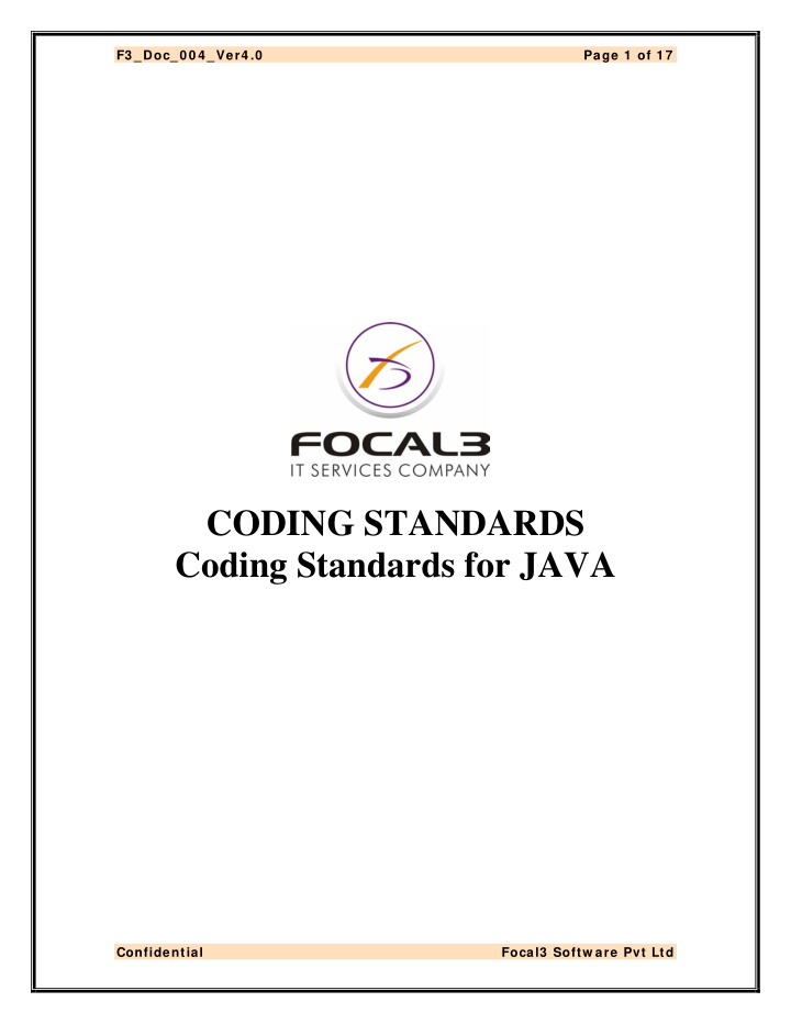 coding standards coding standards for java