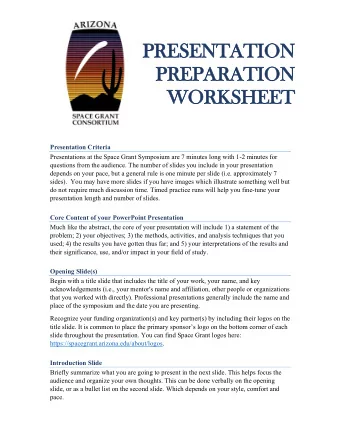 PR  PRESENTATION  ON  PR  PREPA  PARATION  ON  WOR  WORKSHEET  Presentation Criteria  Presentations