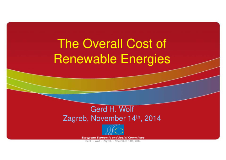 the overall cost of renewable energies