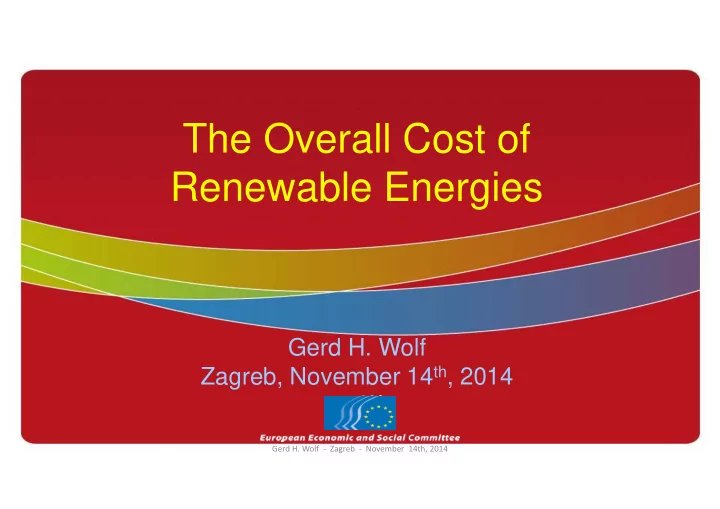 the overall cost of renewable energies