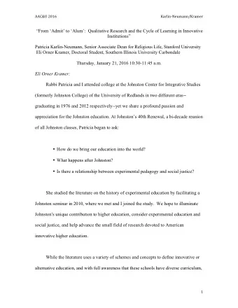 From Admit to Alum:  Qualitative Research and the Cycle of Learning in Innovative