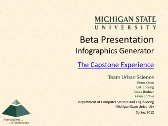 Beta Presentation  Infographics Generator  The Capstone Experience  Team Urban Science  Peter Chen