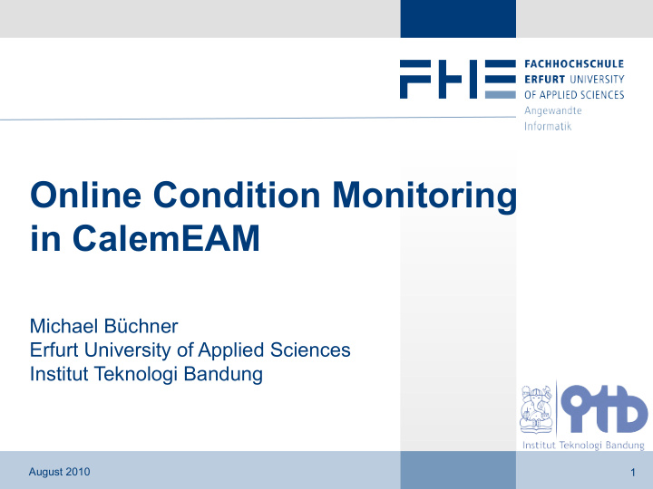 online condition monitoring in calemeam