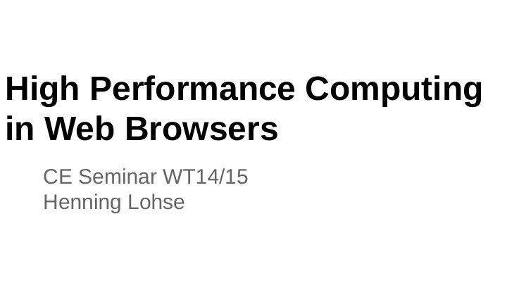 high performance computing in web browsers