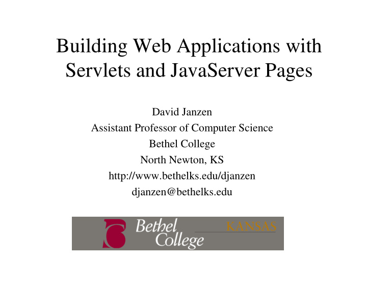building web applications with servlets and javaserver