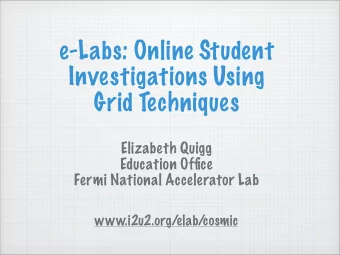 e-Labs: Online Student  Investigations Using  Grid Techniques  Elizabeth Quigg  Education Office