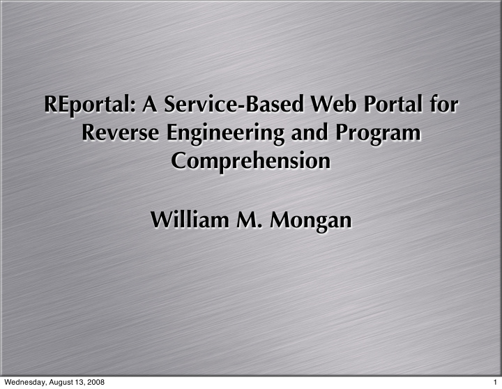 reportal a service based web portal for reverse