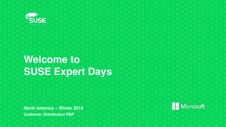 welcome to suse expert days