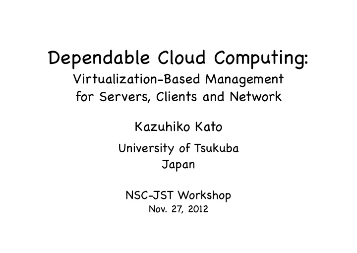 dependable cloud computing