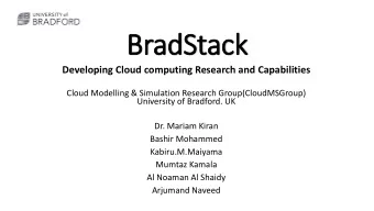 BradStack  Developing Cloud computing Research and Capabilities  Cloud Modelling &amp; Simulation