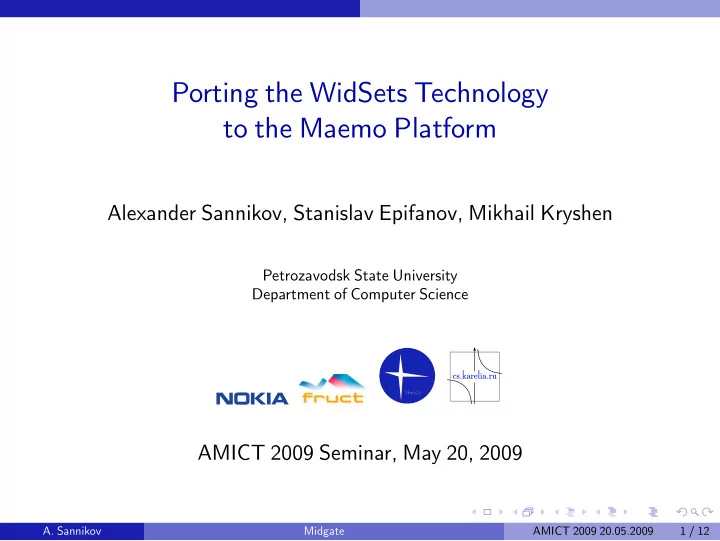 porting the widsets technology to the maemo platform