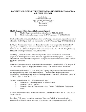 LOCATION AND PATERNITY DETERMINATION: THE INTERSECTION OF IV-D  AND CHILD WELFARE  Lisa K. Bradley