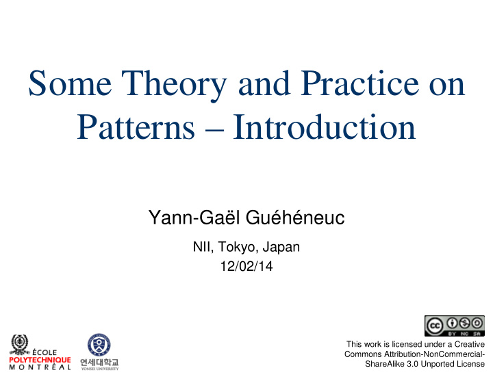 some theory and practice on patterns introduction