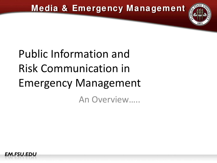 public information and risk communication in emergency