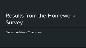 Results from the Homework  Survey  Student Advisory Committee  Why a Survey About Homework?
