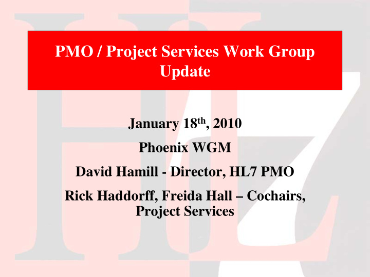 pmo project services work group update