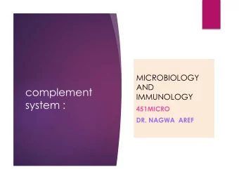 system :  451MICRO  DR. NAGWA  AREF  Complement  history :  Discovered in 1894 by Bordet  It