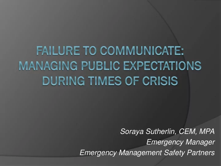 emergency management safety partners objectives