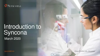 Introduction to  Syncona  March 2020  synconaltd.com  Image Freeline labs, Stevenage  Cautionary