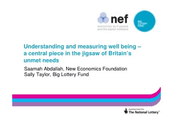 Understanding and measuring well being   a central piece in the jigsaw of Britains  unmet