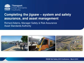 Completing the jigsaw  system and safety  assurance, and asset management  Richard Adams,