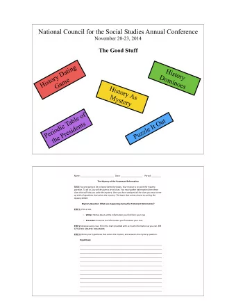History As  Mystery  Periodic Table of  Puzzle It Out  the Presidents