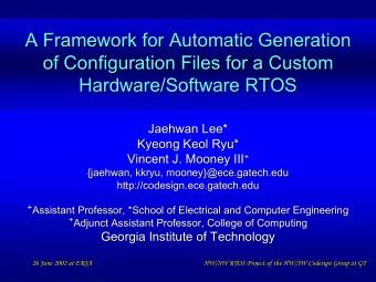 A Framework for Automatic Generation  A Framework for Automatic Generation  of Configuration Files