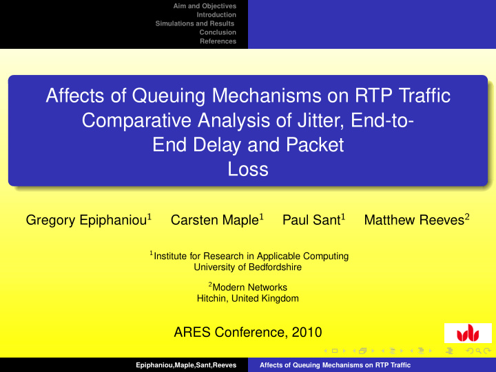 affects of queuing mechanisms on rtp traffic comparative