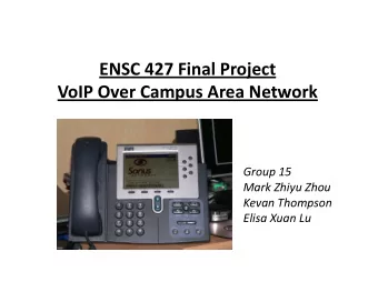 ENSC 427 Final Project  VoIP Over Campus Area Network  Group 15  Mark Zhiyu Zhou  Kevan Thompson