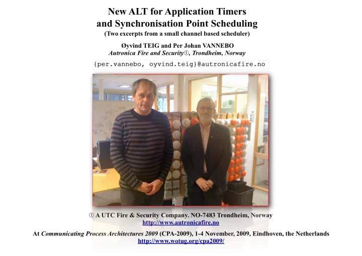 new alt for application timers and synchronisation point