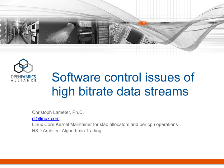 software control issues of high bitrate data streams