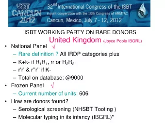 United Kingdom (Joyce Poole IBGRL)  National Panel   Rare definition ? All IRDP categories