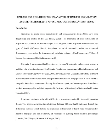 TIME-USE AND HEALTH STATUS: AN ANALYSIS OF TIME-USE ASSIMILATION  AND SELF-RATED HEALTH AMONG