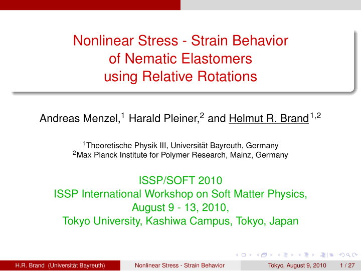 nonlinear stress strain behavior of nematic elastomers